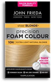 John frieda sheer blonde spray, controlled hair lightener, to gradually lighten hair oz, with blond mend technology, go blonder lightening, citrus and chamomile, 3.5 fl oz 4.4 out of 5 stars 15,096 Precision Foam Colour 10n Sheer Blonde Extra Light Natural Blonde John Frieda