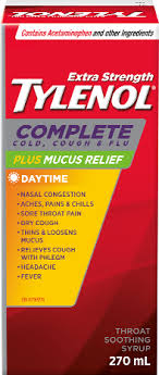 tylenol complete cold cough flu plus mucus relief syrup