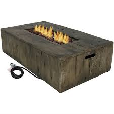 This fire pit boasts an unique sense of style along with amazing reliability. Sunnydaze Rustic Rectangular Propane Gas Fire Pit Table With Outdoor Weather Resistant Durable Cover And Lava Rocks 48 L Faux Wood Target