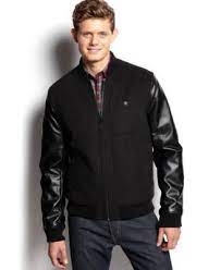 Levi S Retro Mixed Media Varsity Bomber Jacket Varsity Bomber Jacket Leather Jacket Men Jackets