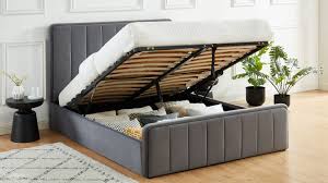 Lit Coffre Bold 160x200cm En Velours Gris Anthracite Avec Tete De Lit