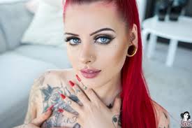 If any of you are interested in. Couch Makeup Tattoo Piercing Living Rooms Suicide Girls Cushions Blue Eyes Pornstar Pierced Lip Long Hair Pierced Nose Pierced Ears Redhead Walldevil