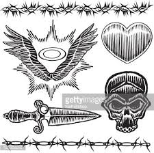 Maybe you would like to learn more about one of these? Skull Knife Heart Barbed Wire Wings And Halo Tattoo Designs Clipart Image