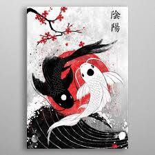 Koi Fish Yin Yang Rubyar Poster Print By Ruby Art Displate Koi Art Japanese Art Yin Yang Art