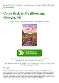 She is a nyt, usa today, publisher's weekly, waldenbooks mass market, bestselling author of 85. Read Ebook Come Back To Me Blessings Georgia 6 Free Ebook By Sharon Sala