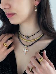 Zircon Cross Necklace Black Pearl Necklace Big Cross Pendant Necklace  Statement Gothic Cross Christmas Gift