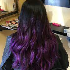Purple ombre hair color looks bright when coupled with a darker top option. Black To Purple Ombre Hair Styles Purple Ombre Hair Balayage Hair Purple