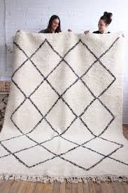 Black And White Wool Rug Beni Ourain Rug Black White Double Lines Moroccan Wool Rug 7 X 9 9 From Baba Souk Black White Rug White Rug Rugs