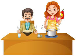 Father And Mother Having Meal On The Table In 2020 Vector Art Art Images Art