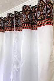 Toghu Bamenda Grommet Top African Print Curtains White Red Black African Interior Design African Home Decor African Inspired Decor