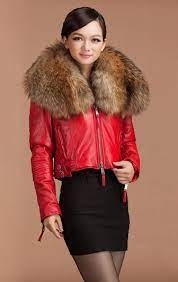 Popular Leather Short Red Jacket Fur Collar Buy Cheap Leather Short Red Jacket Fur Collar Lots From China Leather Sho Puffer Jacket Women Red Jacket Fur Jacket