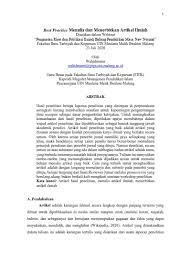 Ika setianingsih.2012.perbandingan model kooperatif snowball throwing dan model pembelajaran kooperatif tipe nht terhadap prestasi belajar siswa ditinjau dari keaktifan siswa kelas viii smpn 1 plaosan.skripsi.pendidikan matematika, fpmipa. Best Practice Menulis Dan Menerbitkan Artikel Ilmiah