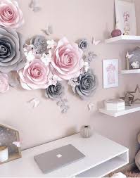 Nursery Paper Flower Nursery Wall Decor Paper Flowers Wall Decor Paper Flower Decor Large Paper Flowers Blush Pink And Gray Decor In 2020 Paper Flower Wall