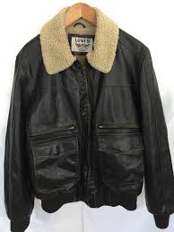 Levi S Black Faux Leather Bomber Jacket Men S Large L So Warm Sherpa Faux Leather Bomber Jacket Bomber Jacket Men Mens Jackets