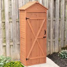 Leisure Season 32 In W X 22 In D X 76 In H Medium Brown Cypress Vertical Shed With Drop Table Vsd9381 The Home Depot In 2020 Rustic Shed Wood Storage Sheds Shed