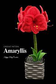 Crochet Amaryllis Pattern Crochet Flower Pattern For An Etsy Crochet Flower Patterns Crochet Flowers Free Pattern Flower Applique Patterns