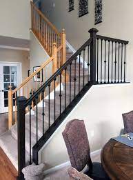 Antique Walnut Gel Stained Stairs Interior Stair Railing Interior Stairs Staircase Makeover