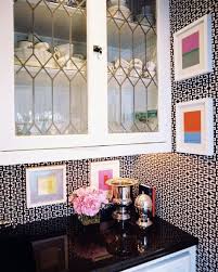Kitchen Photos Leaded Glass Cabinets White Pattern Wallpaper Decor