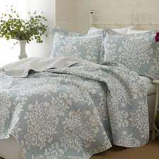 100 cotton twin size 2 piece quilt set with coverlet and sham in blue white floral pattern laura ashley bedding bedding sets quilt sets