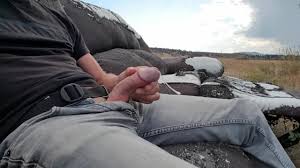 Public piss and cum on an abandoned couch