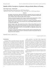 Mubbashar 1997 stress and psychiatric disorder in rural punjab. Pdf Quality Of Life Of Caregivers Of Patients With Psychiatric Illness In Penang