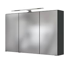 Badspiegelschrank mit licht led modell dresden von spiegel21. Bad Spiegelschrank 3 Turig Mit Beleuchtung 100 Cm Breit Grau Einrichtung Fur Jeden Geschmack Bei Moebel Guenstig De