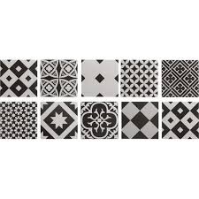 Différentes couleurs et différents motifs. Carrelage Interieur Gatsby Artens En Gres Noir Et Blanc 20 X 20 Cm Carreaux De Ciment Noir Et Blanc Carreaux Ciment Imitation Carreaux De Ciment