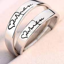 Custom Engraved Heartbeat Wedding Rings For Couples Adjustable Size Diamond Wedding Bands Diamond Bridal Sets Vintage Engagement Rings