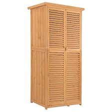 Outsunny Armoire De Jardin Abri Jardin Remise Pour Outils Sur Pied Dim 87l X 47l X 160h Cm 2 Etageres Portes Persienne Toit Bitume Etanche Bois Massif Pin Pre En 2020