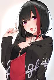 Black hair with short bangs. Wallpaper Yukichi Sukiyaki39 Bang Dream Mitake Ran Simple Background White Background Short Hair Black Hair Bangs Looking At Viewer Purple Eyes Open Mouth Blushing Nail Polish Hands In Hair Choker Chains