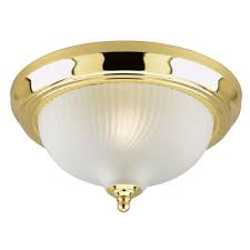 Westinghouse 1 Light Ceiling Fixture Polished Brass Interior Flush Mount With Frosted Swirl Glass 6632700 The Home Depot