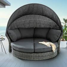 Drehbare Garten Sonneninsel Seattle 195cm Grau Mit Sonnendach Inkl Kissen Ebay Sonneninsel Grau Sonnenliege Mit Dach Sonnendach