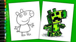 How To Draw Peppa Pig As Creeper From Minecraft Creeper Minecraft Creepers Drawings