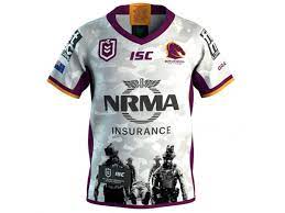 Brisbane broncos nrl jersey retro 1995 heritage guernsey mens. Brisbane Broncos Rugby Anzac Jersey 2019
