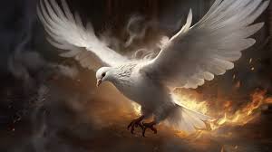 White Whitish Dove With Wings Flying Through Fire Background, Holy Spirit  Pictures Background Image And Wallpaper for Free Download