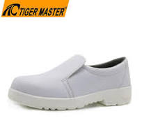 White Microfiber Leather Steel Toe Non Slip Kitchen Shoes for Men