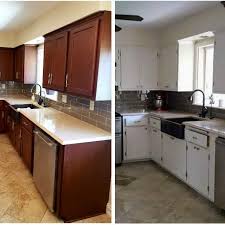 Before And After White Painted Cabinets Converted To Cherry Using Cherry Veneer On The Cabinets And New Cherry Do Paint Cabinets White Wood Veneer Burled Wood