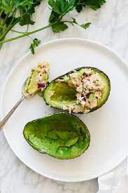 Tuna Stuffed Avocados Are A Delicious Low Carb Keto Whole30 And Paleo Friendly Lunch Or Sn Avocado Recipes Healthy Lunch Recipes Healthy Good Healthy Recipes
