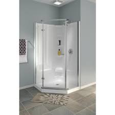Delta 38 In X 38 In X 72 In Semi Frameless Neo Angle Corner Shower In White Bvs422ncsw The H Neo Angle Shower Neo Angle Shower Enclosures Shower Enclosure