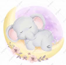 Cute Baby Elephant Sleepy On Moon Baby Elephant Clipart Adorable Animal Png And Vector With Transparent Background For Free Download Baby Elephant Drawing Cute Baby Elephant Baby Elephant