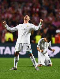 Cristiano Ronaldo Celebrates Victory After The Uefa Champions League Final Match Between Real Mad Club Atletico De Madrid Real Madrid Football Club Real Madrid