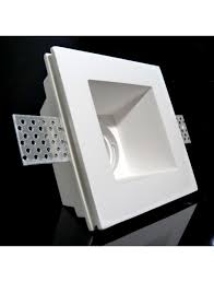 Illuminazione per controsoffitti in cartongesso. Faretto Incasso Profondo Quadrato In Gesso Ceramico Fisso A Scomparsa Verniciabile Per Gu10 E Mr16 Per Controsoffitto Csf085 Elettroluce Store