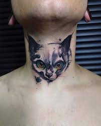 Girtlak Dovmesi Kedi 2020 Suluboya Dovmeler Kedi Dovmeleri Sanatsal Dovmeler