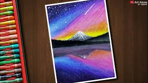 Galaxy Mountain Landscape Drawing For Beginners With Oil Pastels Step By Step Youtube Oil Pastel Drawings Easy Oil Pastel Art Oil Pastel Colours