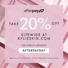 Check spelling or type a new query. Kylie Skin On Twitter 20 Off Sitewide And Free Domestic Shipping On Orders 30 For Afterpay Day Use Code Afterpayday In Checkout Afterpayusa Afterpayday Https T Co Otvrs73xpi Https T Co Gol6iylip5