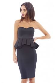 Ax Paris Womens Black Boobtube Peplum Midi Dress Glamorous Stylish Fashion Peplum Midi Dress Dresses Stylish Fashion