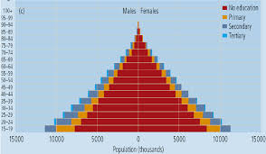 population pyramid by level of education for ethiopia in