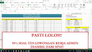 Syarat pelamar hwi / lowongan kerja di pt hwa seung indonesia ( hwi ) jepara. Soal Tes Lowongan Kerja Admin 1 Tes Excel Free Download Soal Penjelasan Youtube