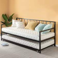 White daybed with trundle adds a place to sleep and relax. Amazon Com Zinus Eden Twin Daybed And Trundle Set Premium Steel Slat Support Daybed And Roll Out Trundle Accommodate Twin Size Mattresses Sold Separately Furniture Decor