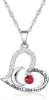 Amazon Com October Birthstone Necklace I Love You For Always And Forever Heart Moon Pen October Birthstone Necklace Moon Pendant Necklace Silver Jewelry Gifts